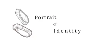 棺のような形状の図版と「Portrait of Identity」の文字が配置されたイラスト